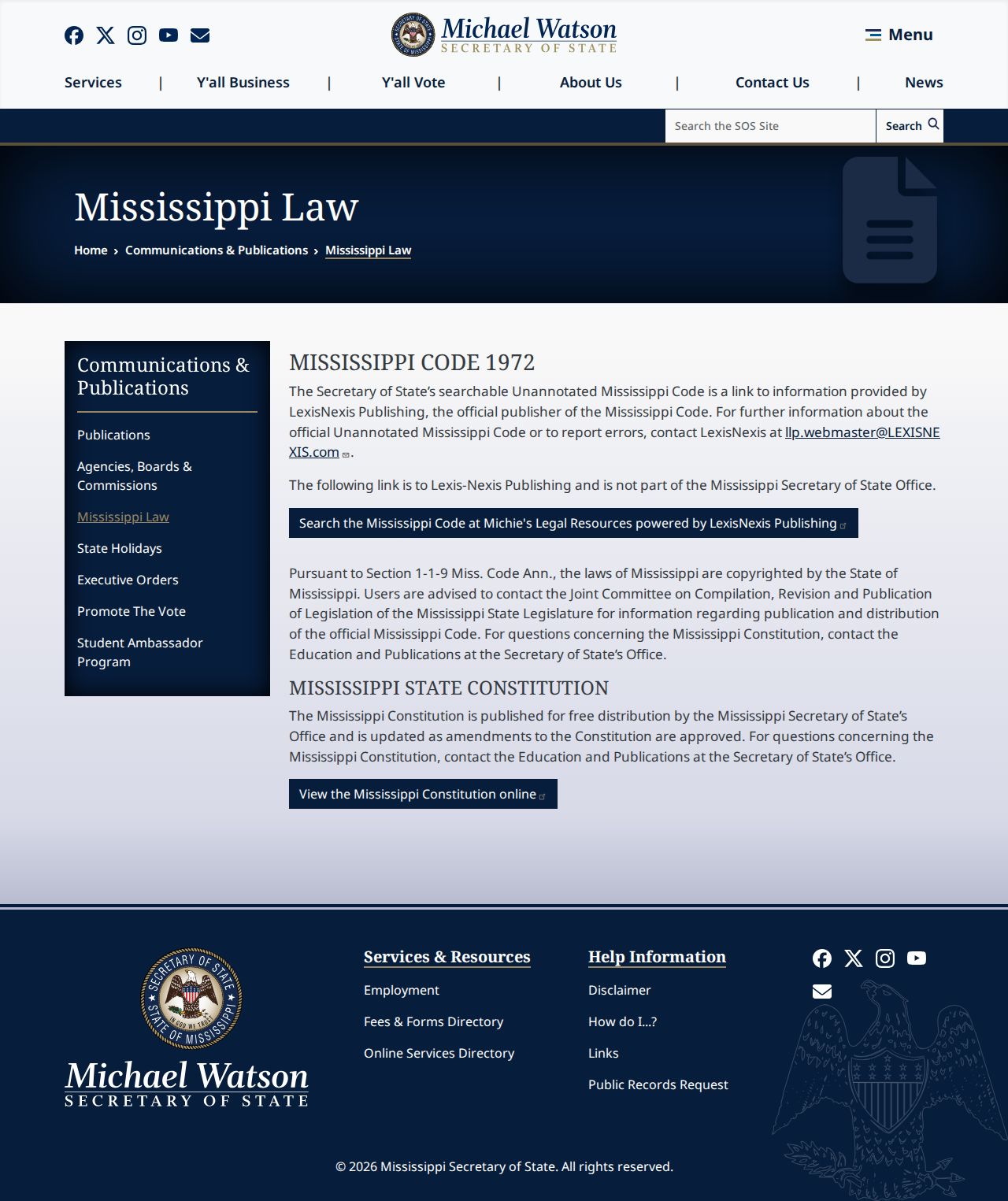 Copiah County court records Mississippi Code access page