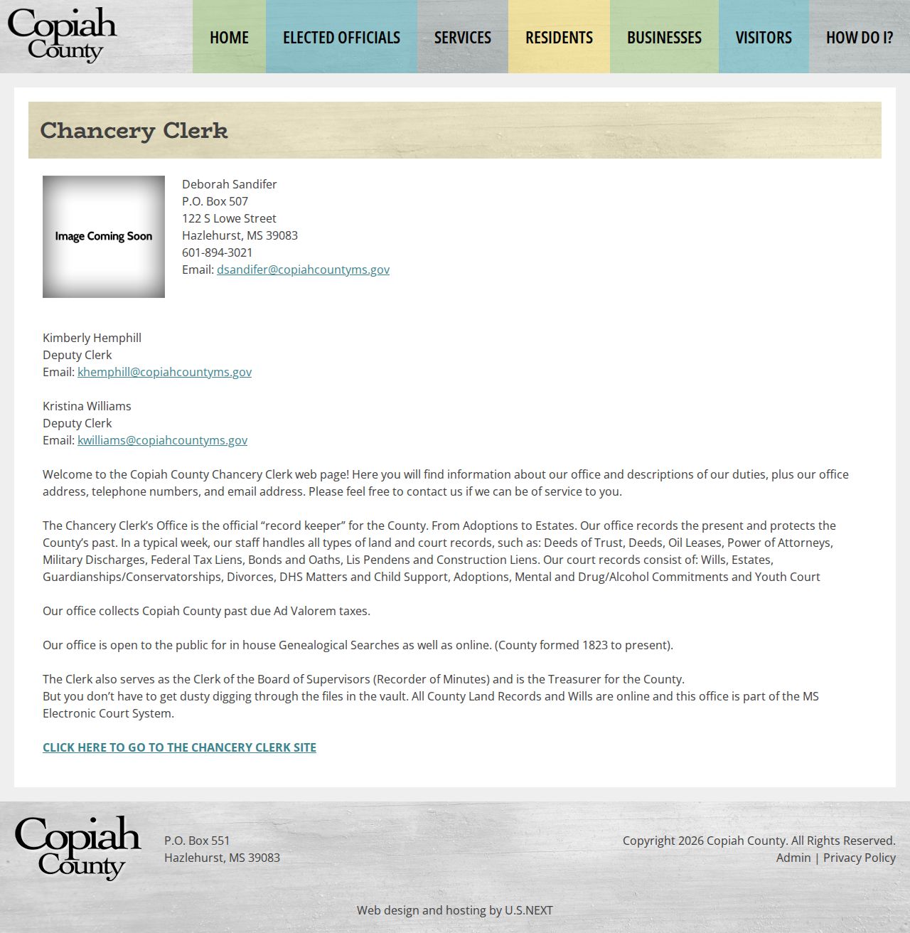 Copiah County court docket Chancery Clerk records