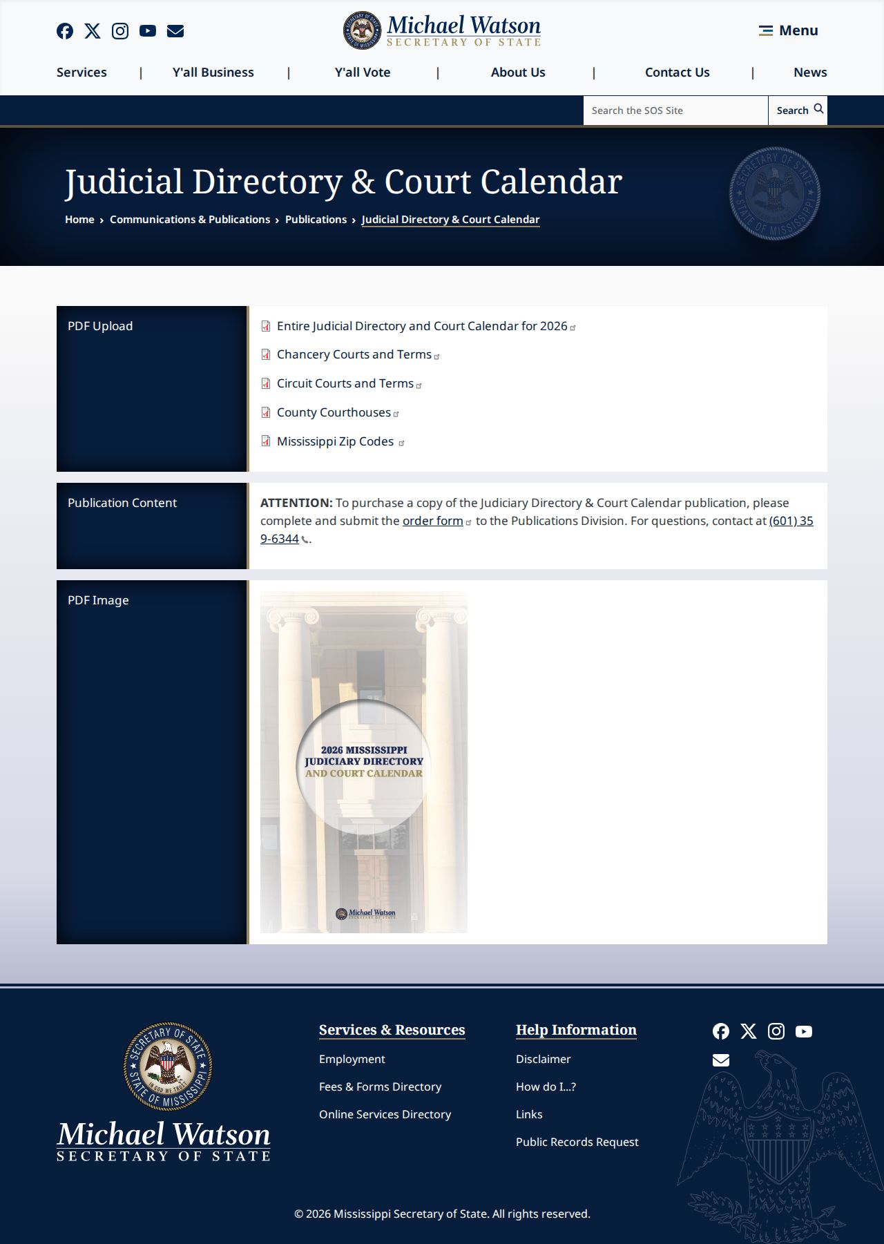 Copiah County court docket judicial directory and calendar