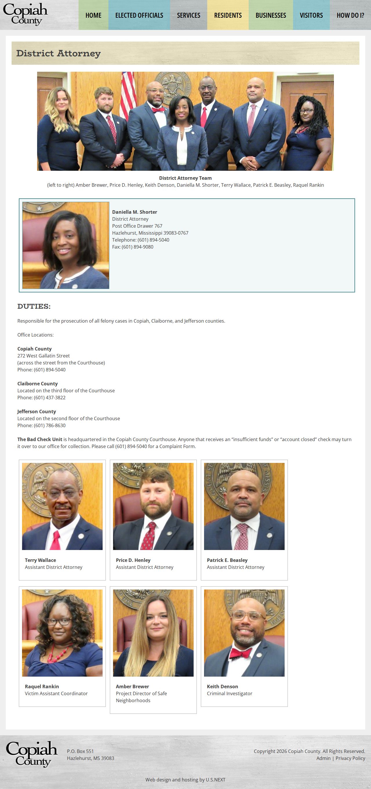 Copiah County traffic court records and separate felony prosecution office geography